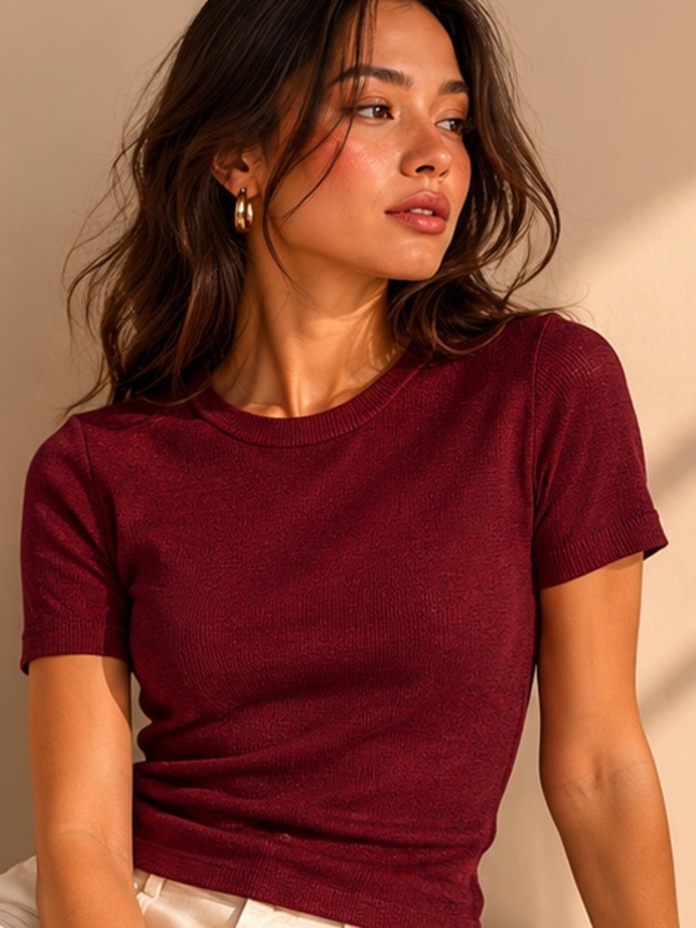 Z Supply Burgundy Floral Knit Short Sleeve Sweater XL NWT